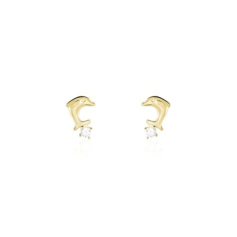 Boucles D'oreilles Puces Eleanor Dauphin Or Jaune Oxyde De Zirconium - Puces Enfant | Marc Orian