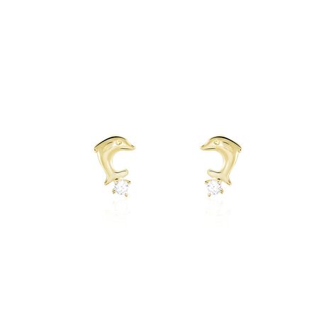 Boucles D'oreilles Puces Eleanor Dauphin Or Jaune Oxyde De Zirconium - Clous d'oreilles Enfant | Marc Orian