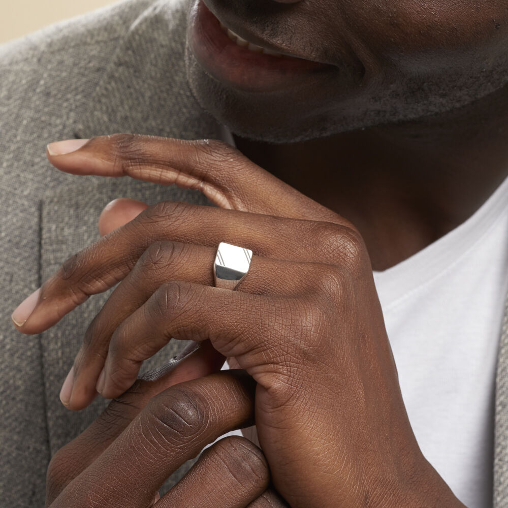 Chevalière Daniel Argent Blanc - Bijoux personnalisés Homme | Marc Orian