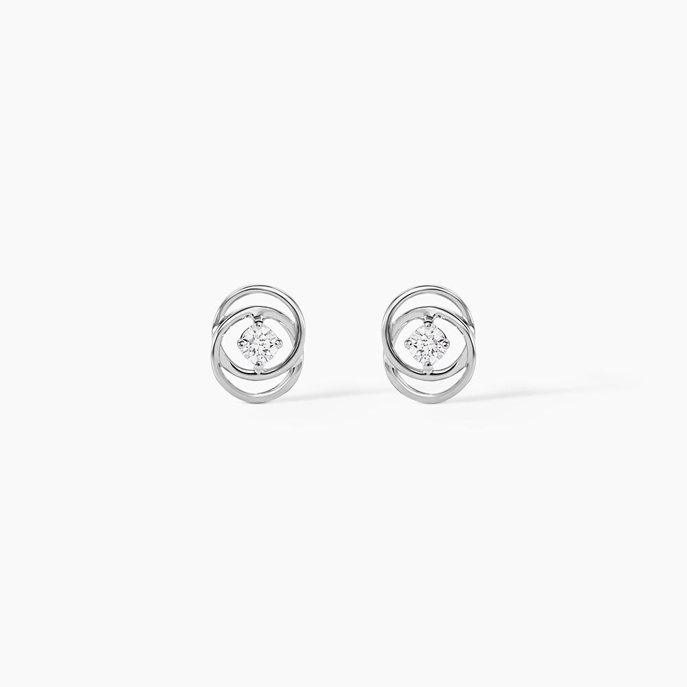 Boucles D'oreilles Puces Nid D'amour Or Blanc Diamant - Puces Femme | Marc Orian