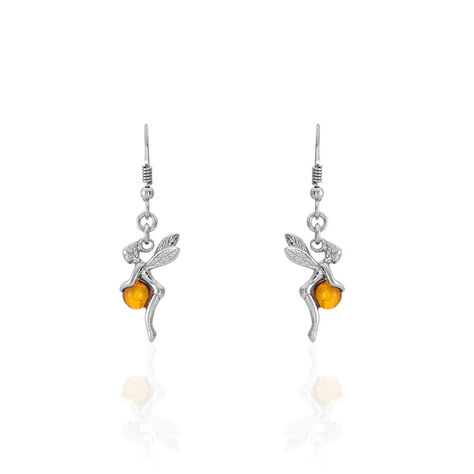 Boucles D'oreilles Pendantes Argent Blanc Abellia Ambre - Pendantes Femme | Marc Orian