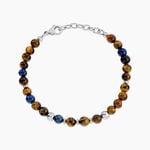Bracelet Alex Acier Blanc Oeil De Tigre Lapis Lazuli - Bracelets cha&icirc;nes Homme | Marc Orian