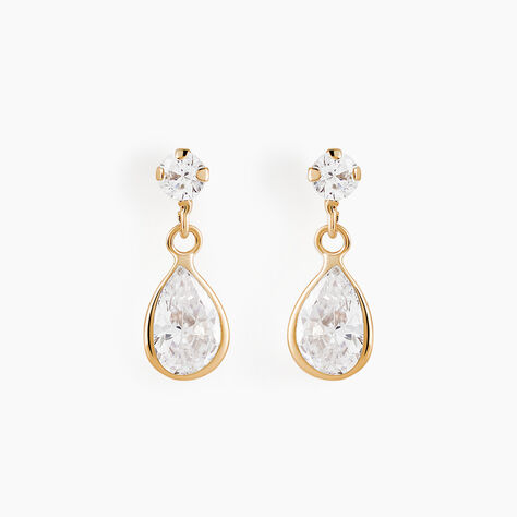 Boucles D'oreilles Pendantes Lika Or Jaune Oxyde De Zirconium - Pendantes Femme | Marc Orian