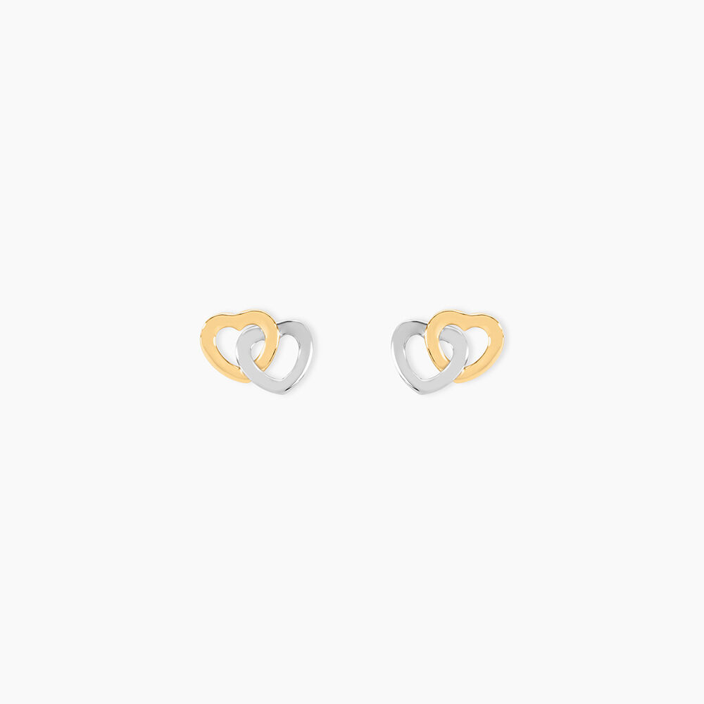 Boucles D'oreilles Puces Anne-maudae Double Coeurs Or Bicolore - Puces Femme | Marc Orian
