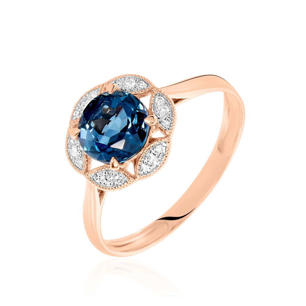 Bague Adryene Or Rose Topaze Et Oxyde De Zirconium - Bagues pierres fines Femme | Marc Orian
