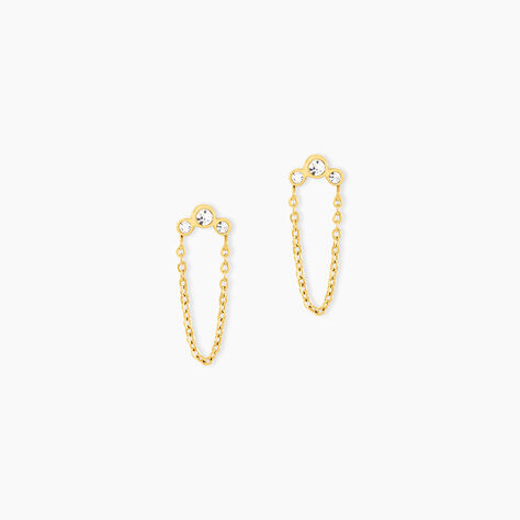 Boucles D'Oreilles Puces Sheima Acier Jaune Cristal - Puces Femme | Marc Orian