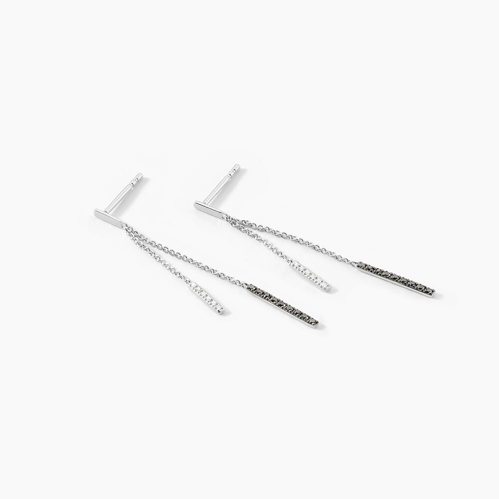 Boucles D'oreilles Pendantes Ainhoaa Or Blanc Diamant - Pendantes Femme | Marc Orian