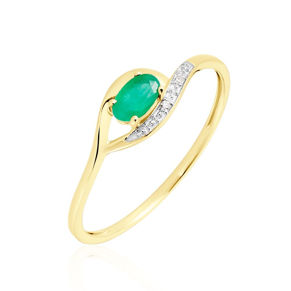 Bague Emotion Or Jaune Emeraude Diamant - Bagues vintage Femme | Marc Orian