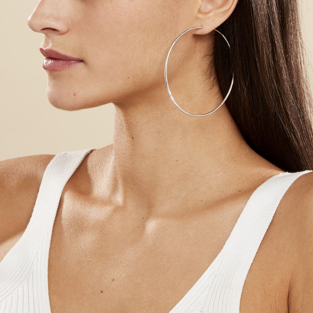 Créoles Argent Blanc Agathe - Grosses créoles Femme | Marc Orian