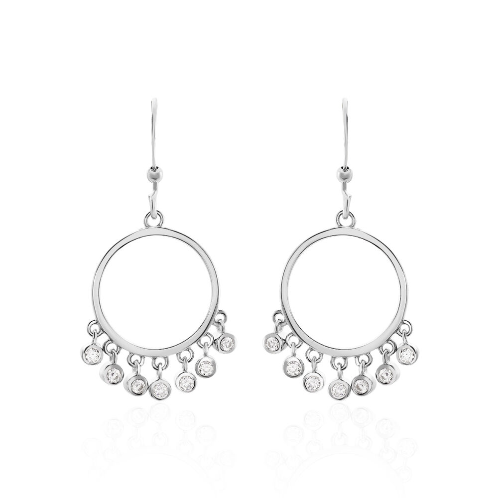 Boucles D'oreilles Pendantes Elbertine Argent Blanc Oxyde De Zirconium - Pendantes Femme | Marc Orian