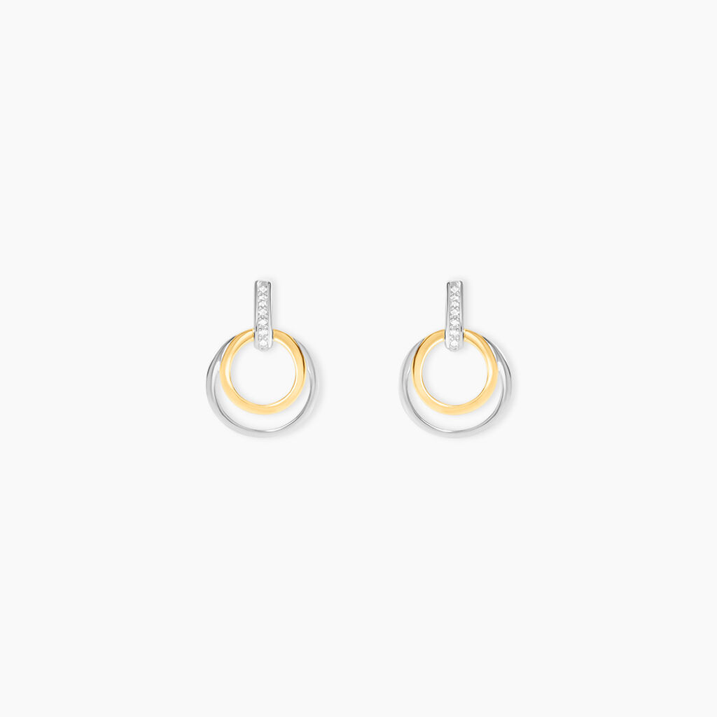 Boucles D'oreilles Pendantes Or Bicolore Eloisia Diamants - Pendantes Femme | Marc Orian