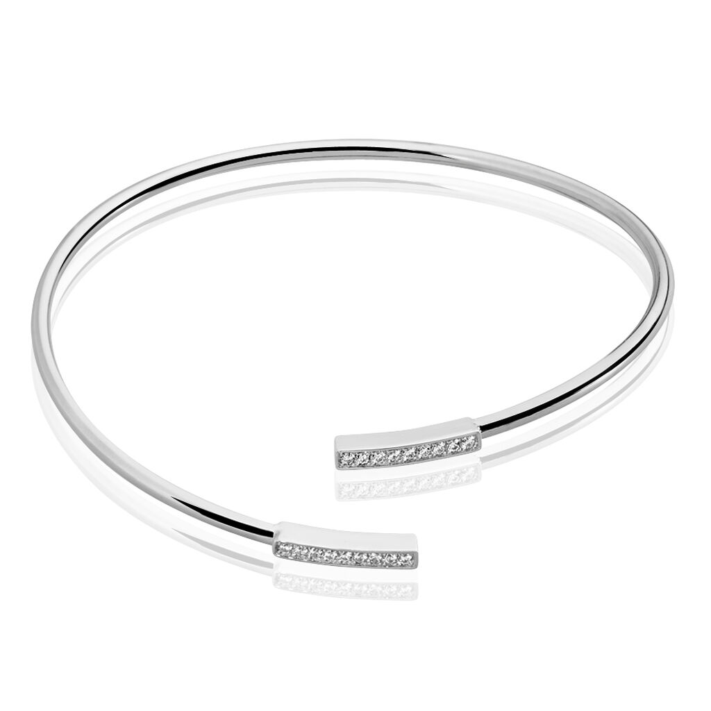 Bracelet Jonc Argent Blanc Djena Oxyde De Zirconium - Bracelets joncs Femme | Marc Orian