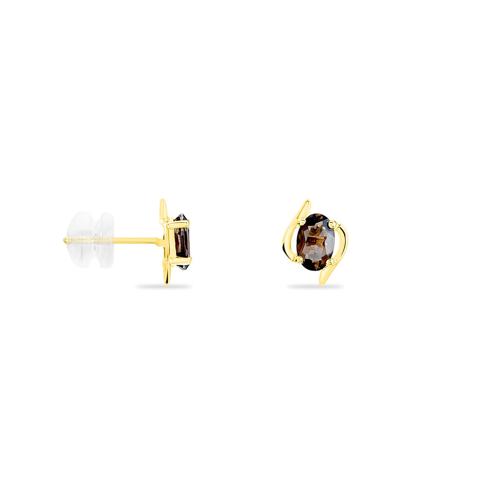Boucles D'oreilles Puces Vrille Ovale Or Jaune Quartz - Puces Femme | Marc Orian