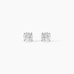Boucles D'oreilles Puces 4 Griffes Or Blanc Diamant Synthetique - Puces Femme | Marc Orian
