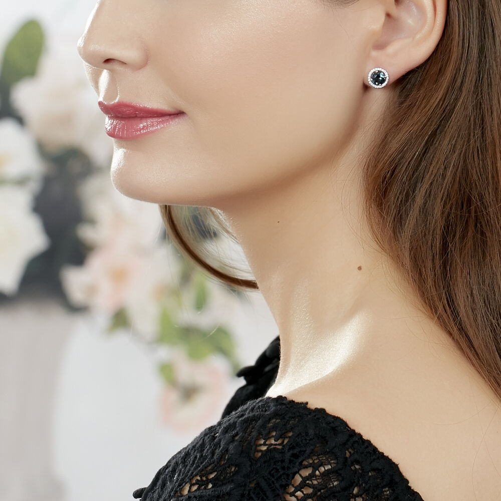 Boucles D'oreilles Puces Maeva Or Rose Topaze Et Oxyde De Zirconium - Puces Femme | Marc Orian