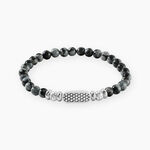Bracelet Philo Acier Blanc Obsidienne Pierre De Lave - Bracelets cha&icirc;nes Homme | Marc Orian