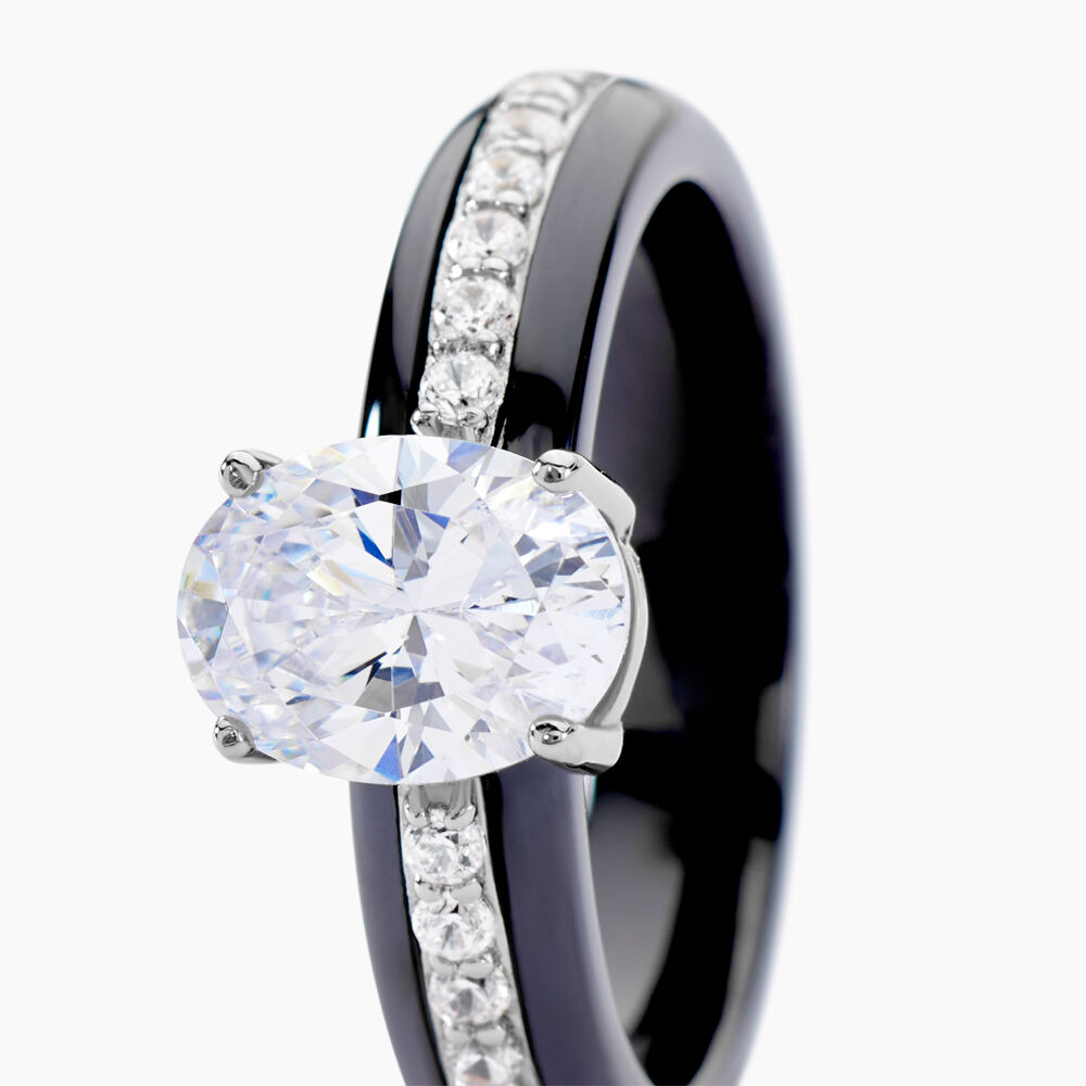 Bague Solitaire Neville Argent Blanc Céramique Et Oxyde De Zirconium - Bagues de promesse Femme | Marc Orian