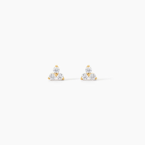 Boucles D'oreilles Puces Isaora Or Jaune Oxyde De Zirconium - Puces Famille | Marc Orian