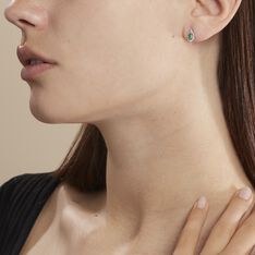 Boucles D'oreilles Puces Angelika Or Blanc Emeraude Et Diamant - Clous d'oreilles Femme | Marc Orian