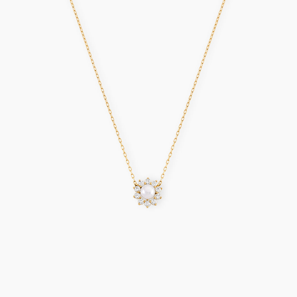 Collier Octavie Or Jaune Perle De Culture Oxyde De Zirconium - Colliers avec pierres Femme | Marc Orian