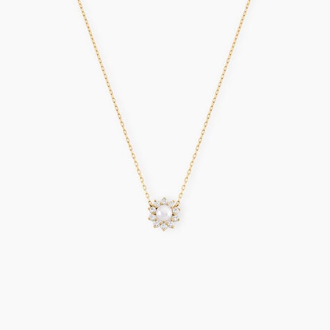 Collier Octavie Or Jaune Perle De Culture Oxyde De Zirconium - Colliers avec pierres Femme | Marc Orian