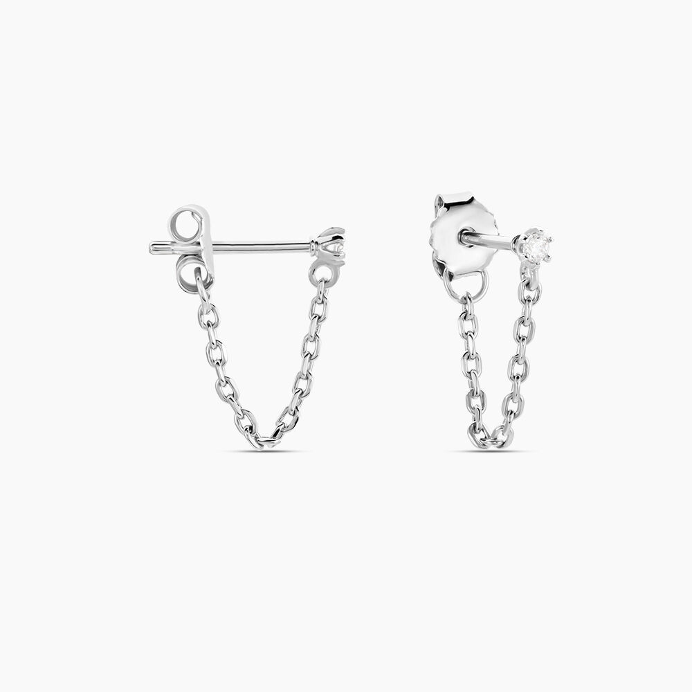Bijoux D'oreilles Fantaisia Argent Blanc Oxyde De Zirconium - Piercings d'oreilles Femme | Marc Orian