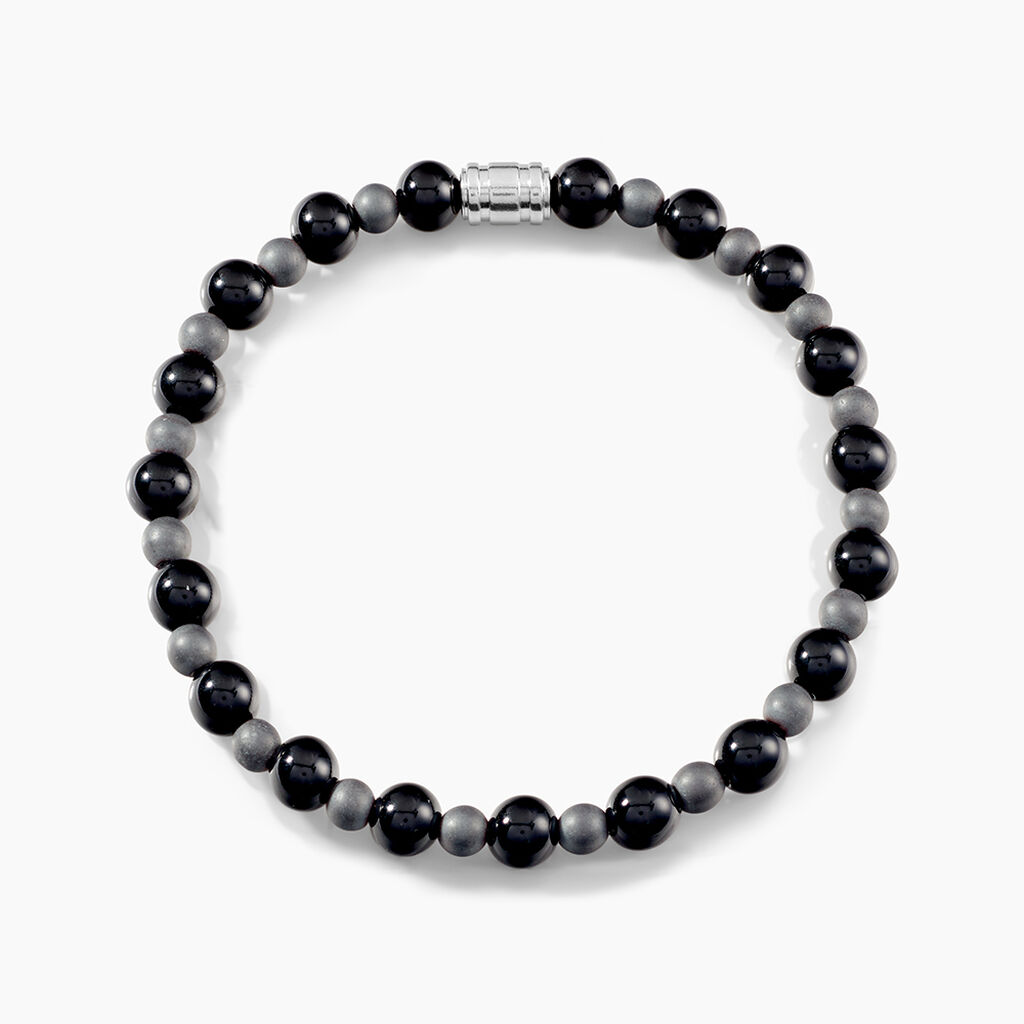 Bracelet Younes Acier Argenté Agate Hématite - Nouveautés Homme | Marc Orian