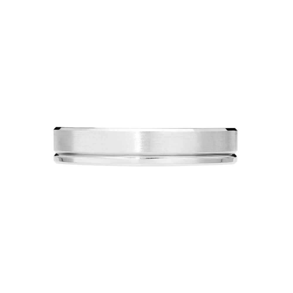 Alliance Polie Brossee Ruban Plat Or Blanc - Alliances personnalisées Famille | Marc Orian