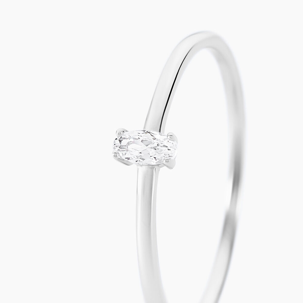 Bague Solitaire Argent Blanc  1er Solitaire Oxyde De Zirconium - Bijoux fantaisie Femme | Marc Orian