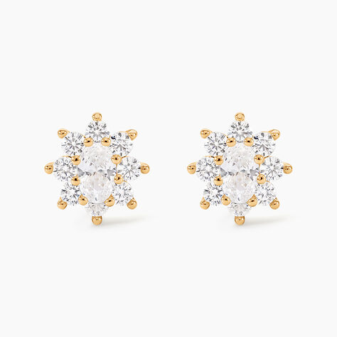 Boucles D'oreilles Puces Lisea Plaqu&eacute; Or Oxydes De Zirconium - Puces Femme | Marc Orian