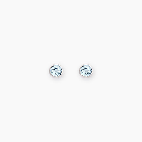 Boucles D'oreilles Puces Edy Serti Clos Or Blanc Topaze - Puces Femme | Marc Orian