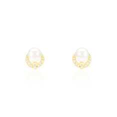 Boucles D'oreilles Puces Aloys Or Jaune Perle De Culture - Clous d'oreilles Femme | Marc Orian