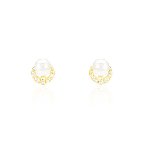 Boucles D'oreilles Puces Aloys Or Jaune Perle De Culture - Clous d'oreilles Femme | Marc Orian