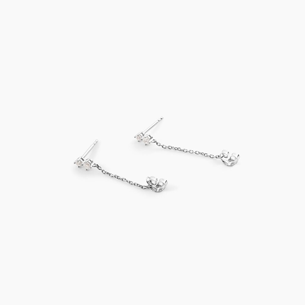 Boucles D'Oreilles Pendantes Ma&euml;l Argent Blanc Oxyde De Zirconium - Pendantes Femme | Marc Orian