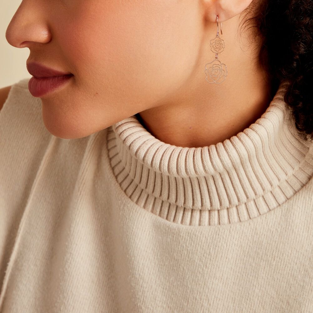 Boucles D'oreilles Pendantes Margotte Argent Rose - Pendantes Femme | Marc Orian