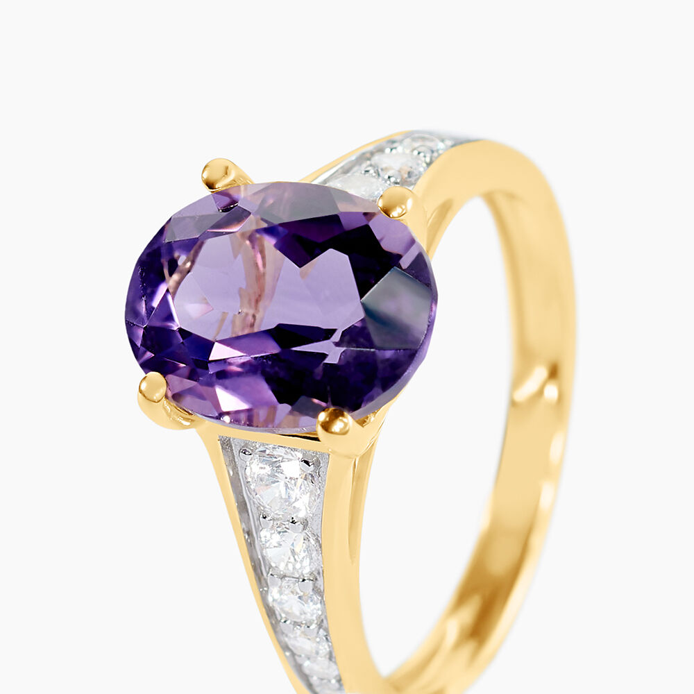 Bague Or Jaune Marie-camille Am&eacute;thyste Oxydes De Zirconium - Bagues pierres fines Femme | Marc Orian