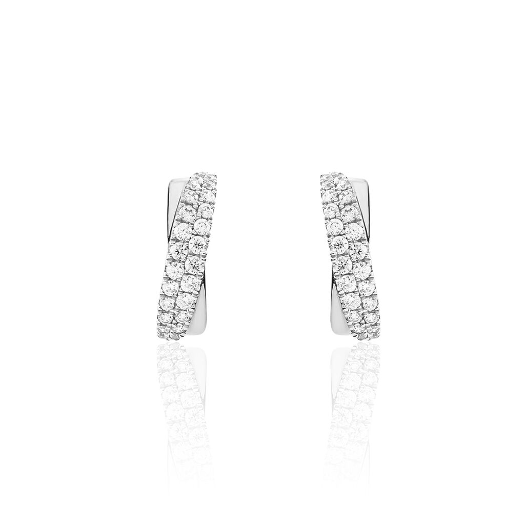 Boucles D'oreilles Puces Aglae Or Blanc Oxyde De Zirconium - Puces Femme | Marc Orian