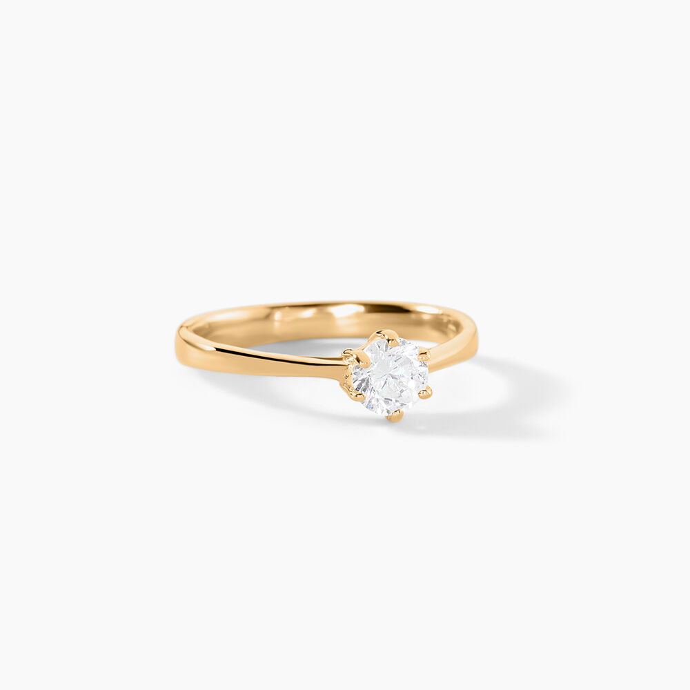 Bague Solitaire Plaqu&eacute; Or Jaune Eulia Oxyde De Zirconium - Bijoux fantaisie Femme | Marc Orian