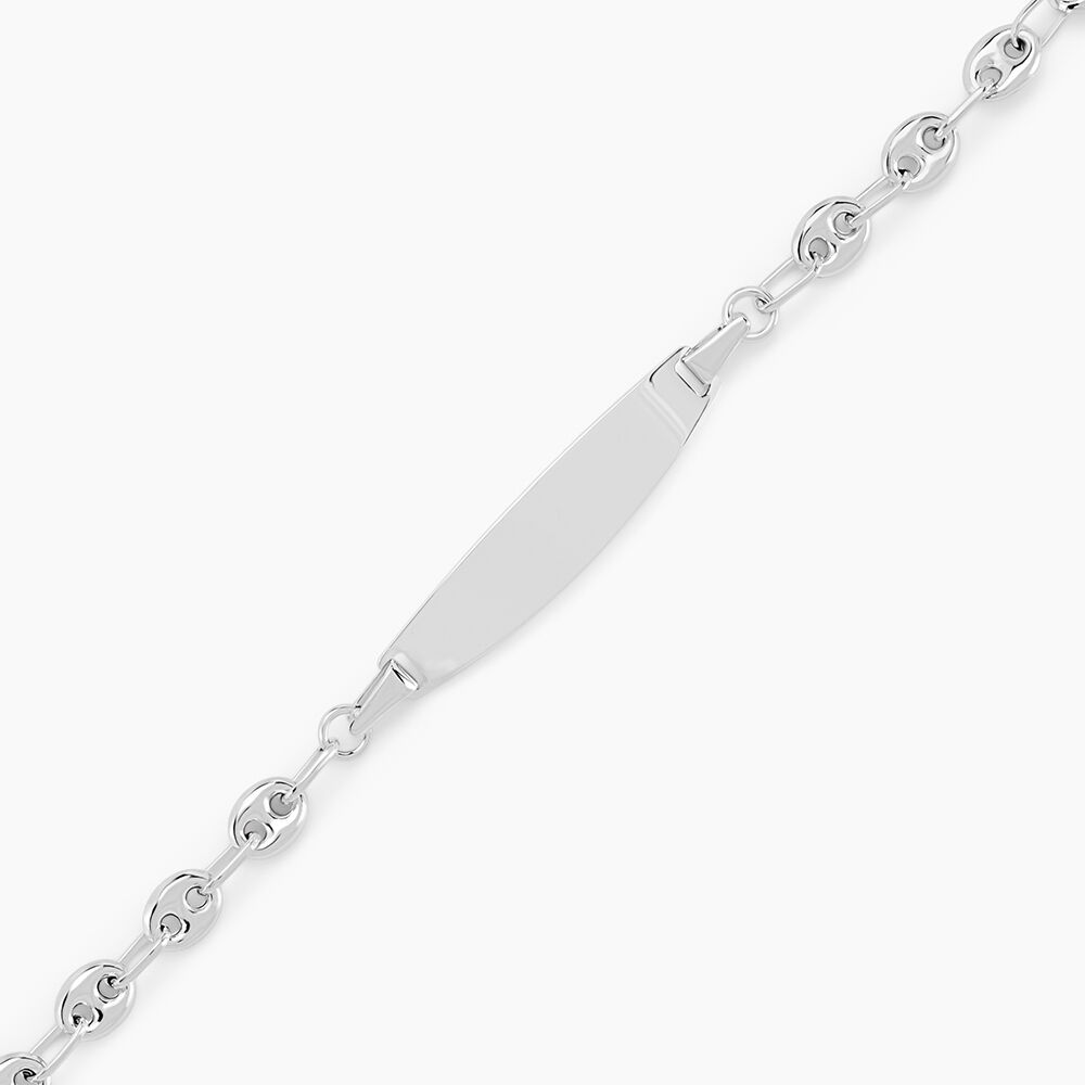 Bracelet Identit&eacute; Evin Maille Grain De Cafe Or Blanc - Gourmettes Enfant | Marc Orian