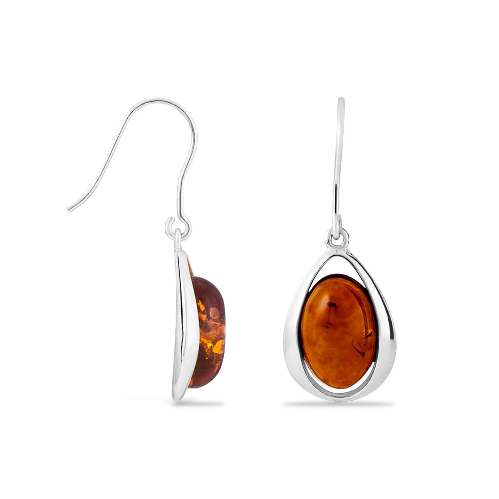 Boucles D'oreilles Pendantes Hilda Argent Blanc Ambre - Pendantes Femme | Marc Orian