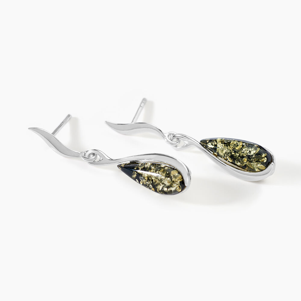 Boucles D'oreilles Pendantes Argent Blanc Odilon Ambre - Pendantes Femme | Marc Orian