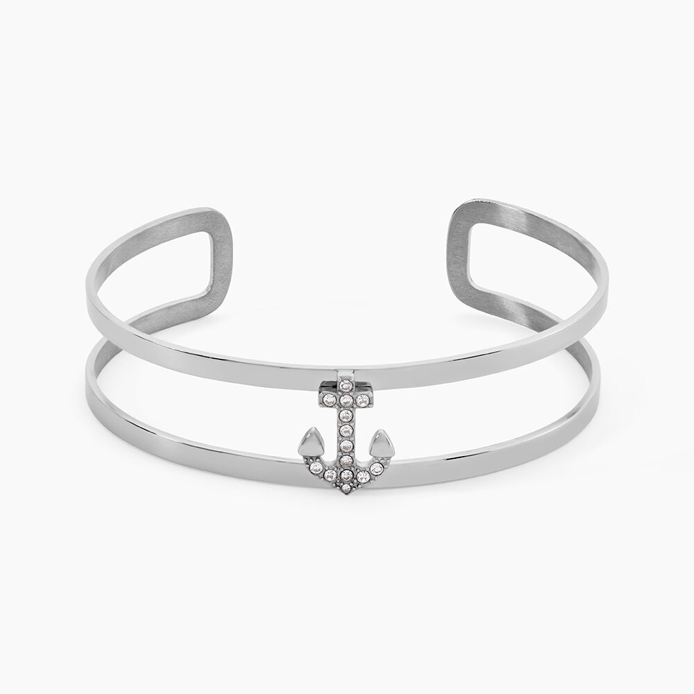 Bracelet Jonc Meysa Acier Blanc Strass - Bracelets joncs Femme | Marc Orian