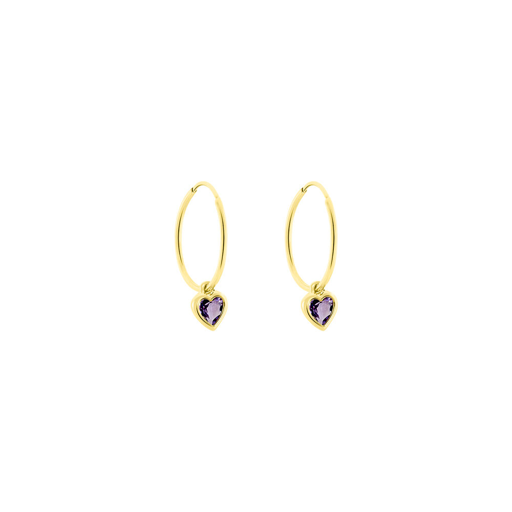 Cr&eacute;oles Marsie Coeur Or Jaune Amethyste - Boucles d'oreilles pampille Femme | Marc Orian
