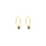 Cr&eacute;oles Marsie Coeur Or Jaune Amethyste - Boucles d'oreilles pampille Femme | Marc Orian