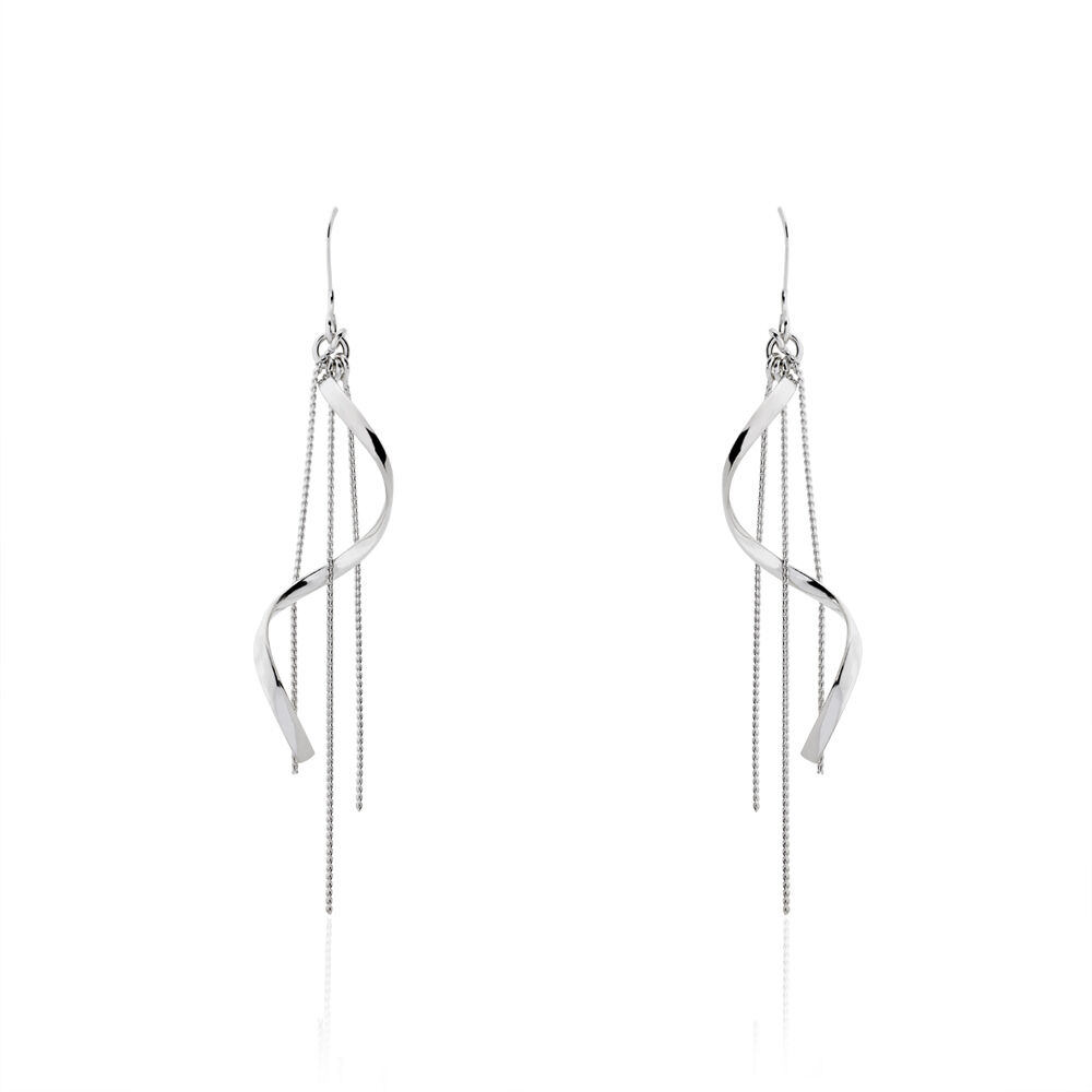 Boucles D'oreilles Pendantes Rizlaine Argent Blanc - Pendantes Femme | Marc Orian