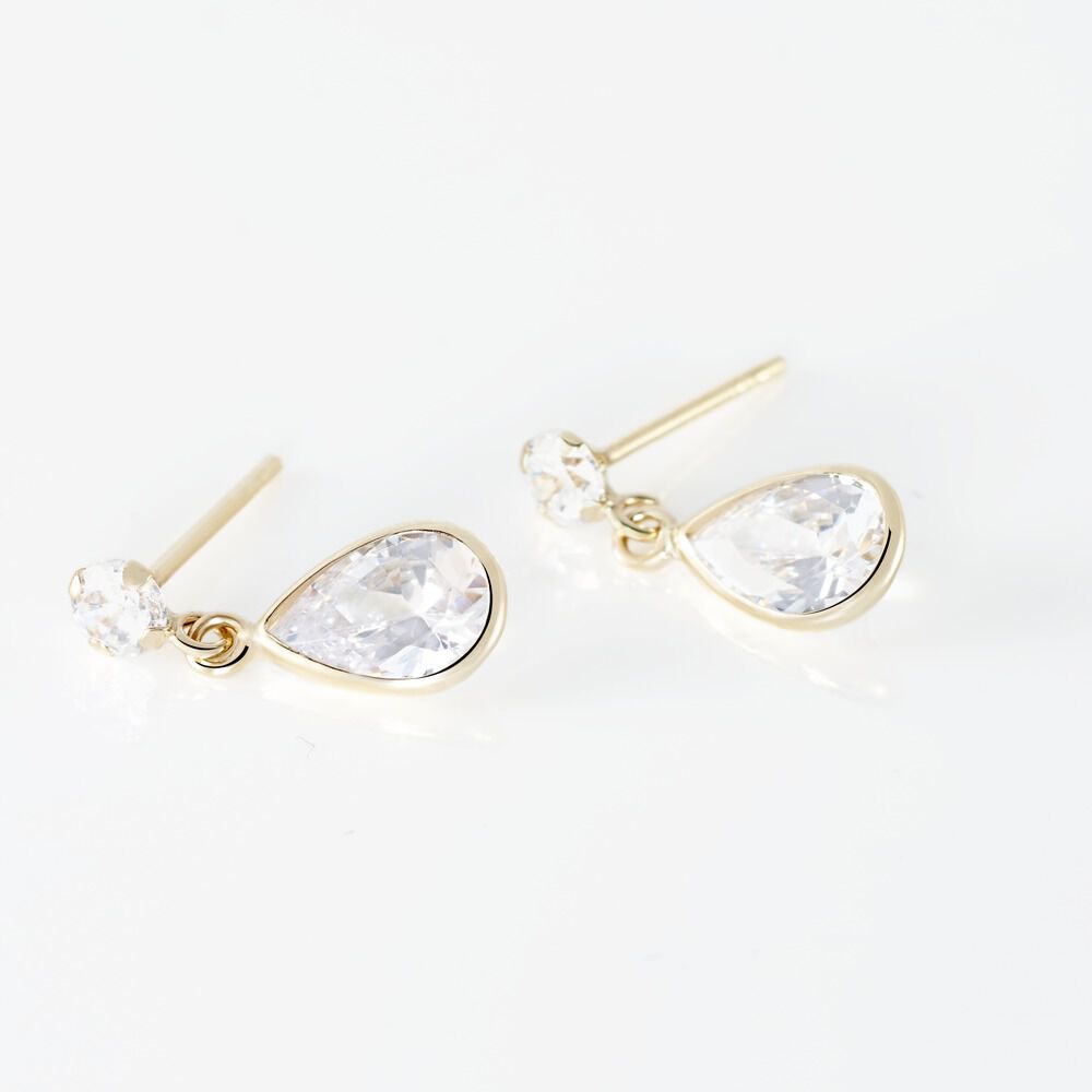 Boucles D'oreilles Pendantes Lika Or Jaune Oxyde De Zirconium - Pendantes Femme | Marc Orian
