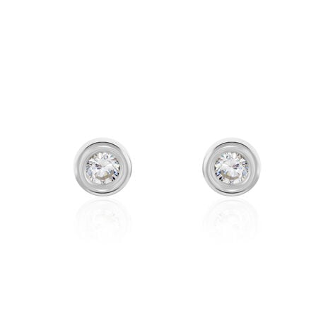 Boucles D'oreilles Puces Eden Serti Pneu Or Blanc Oxyde De Zirconium - Puces Femme | Marc Orian