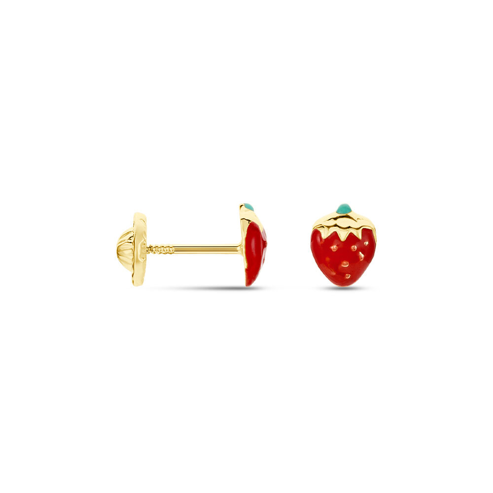 Boucles D'oreilles Puces Elizabetae Fraise Or Jaune - Puces Enfant | Marc Orian