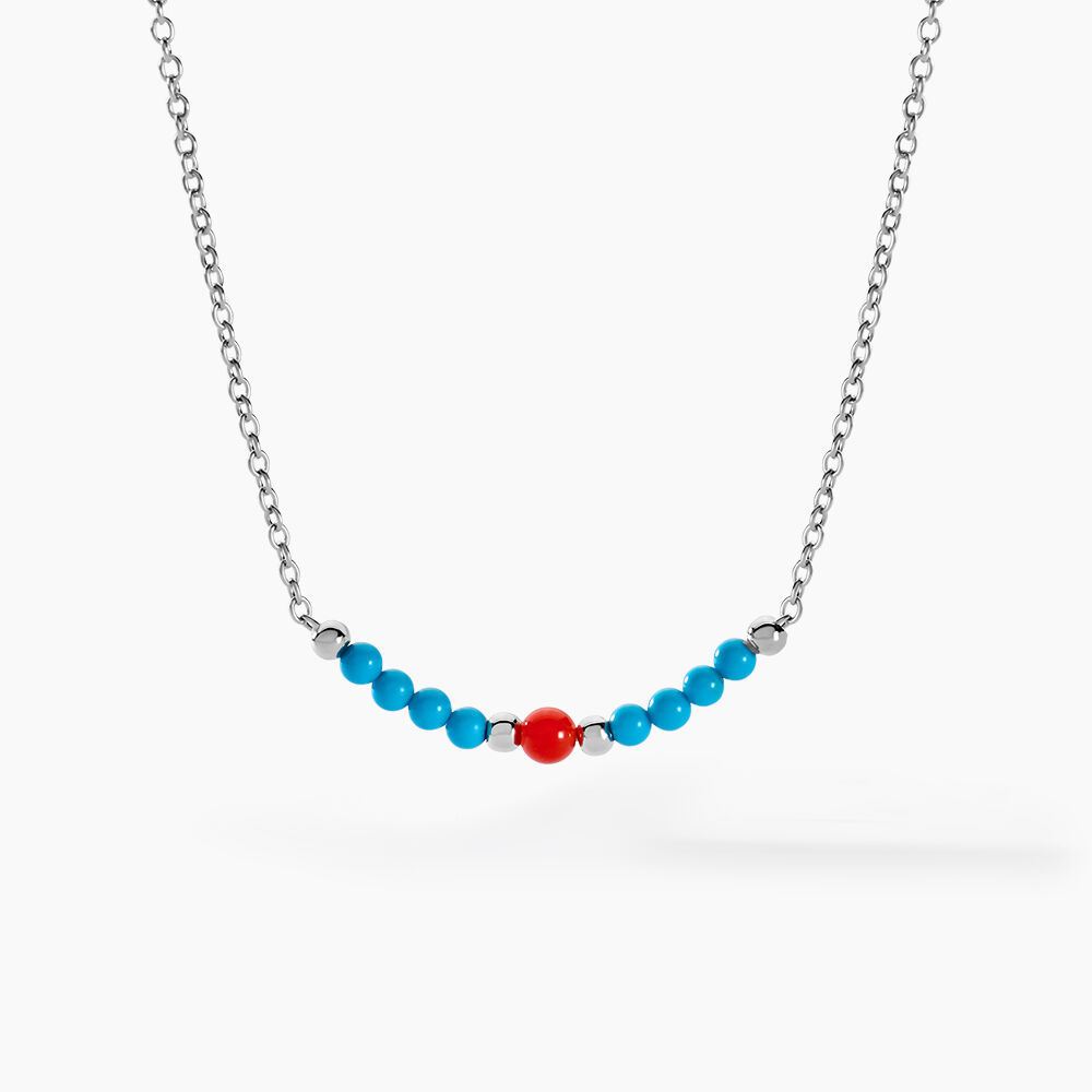 Collier Behati Argent Blanc Corail Turquoise - Colliers avec pierres Femme | Marc Orian