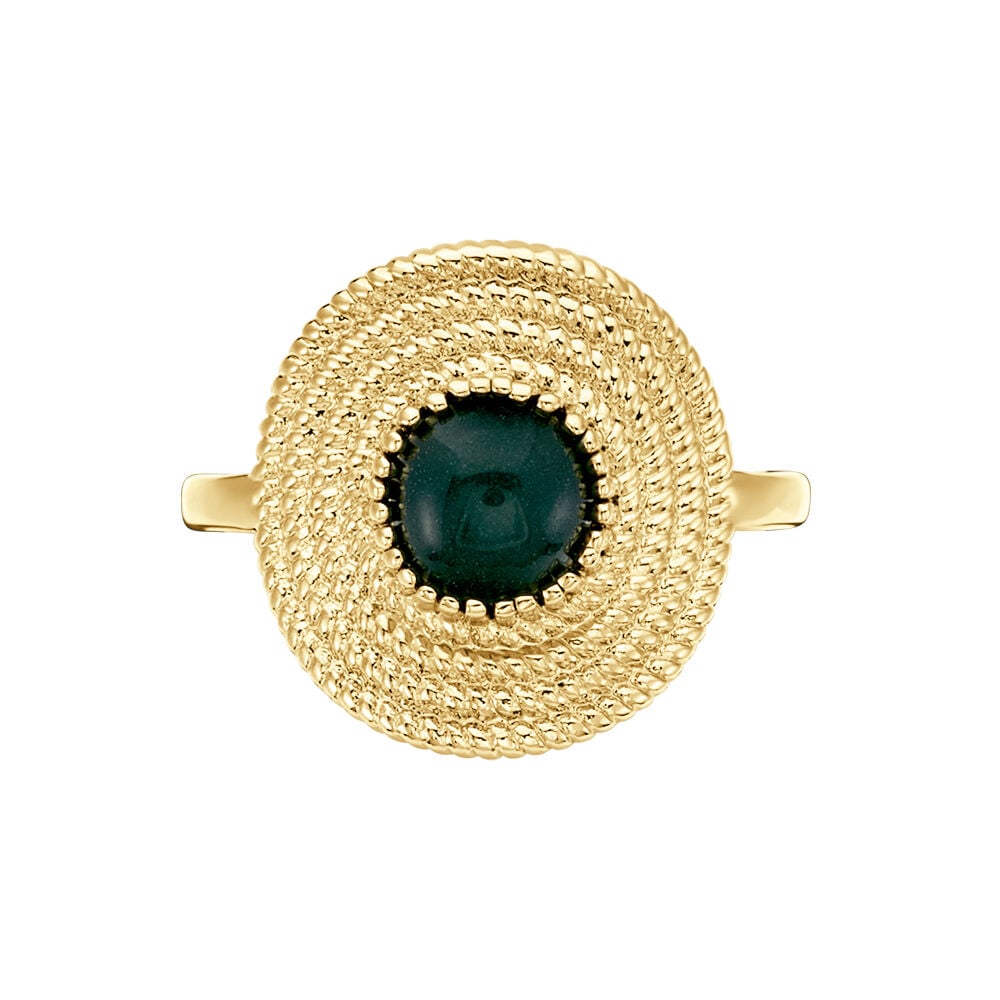 Bague Plaqué Or Ilia Ronde Perle Pierre Verte - Bagues de promesse Femme | Marc Orian